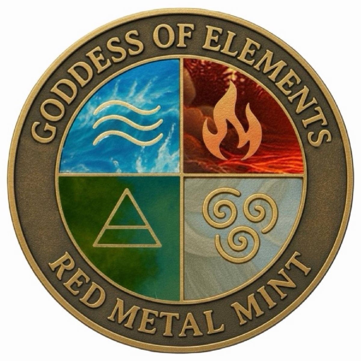 Goddess of Elements Colorized 5 oz Copper Round Set Of 6