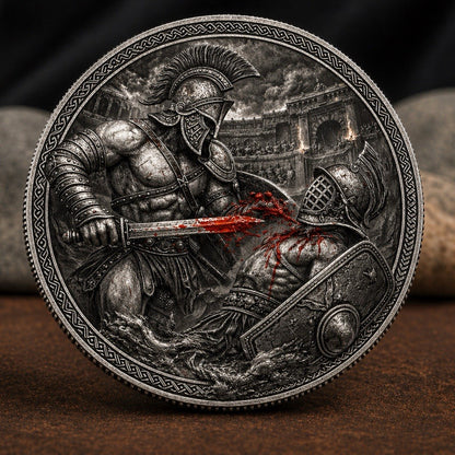High Relief Gladiator .999  5 oz  Copper Medal in box