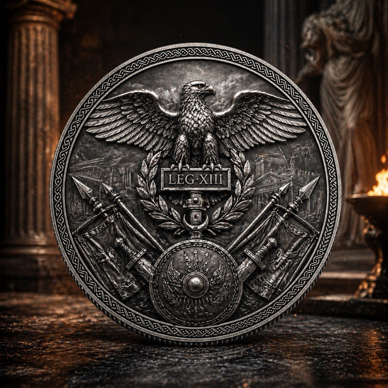 High Relief Gladiator .999  5 oz  Copper Medal in box