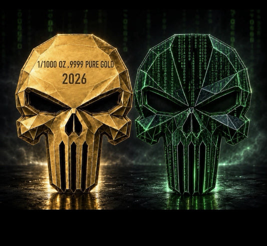 Matrix Skull 1/1000 oz .9999 XL Shaped Gold in Card