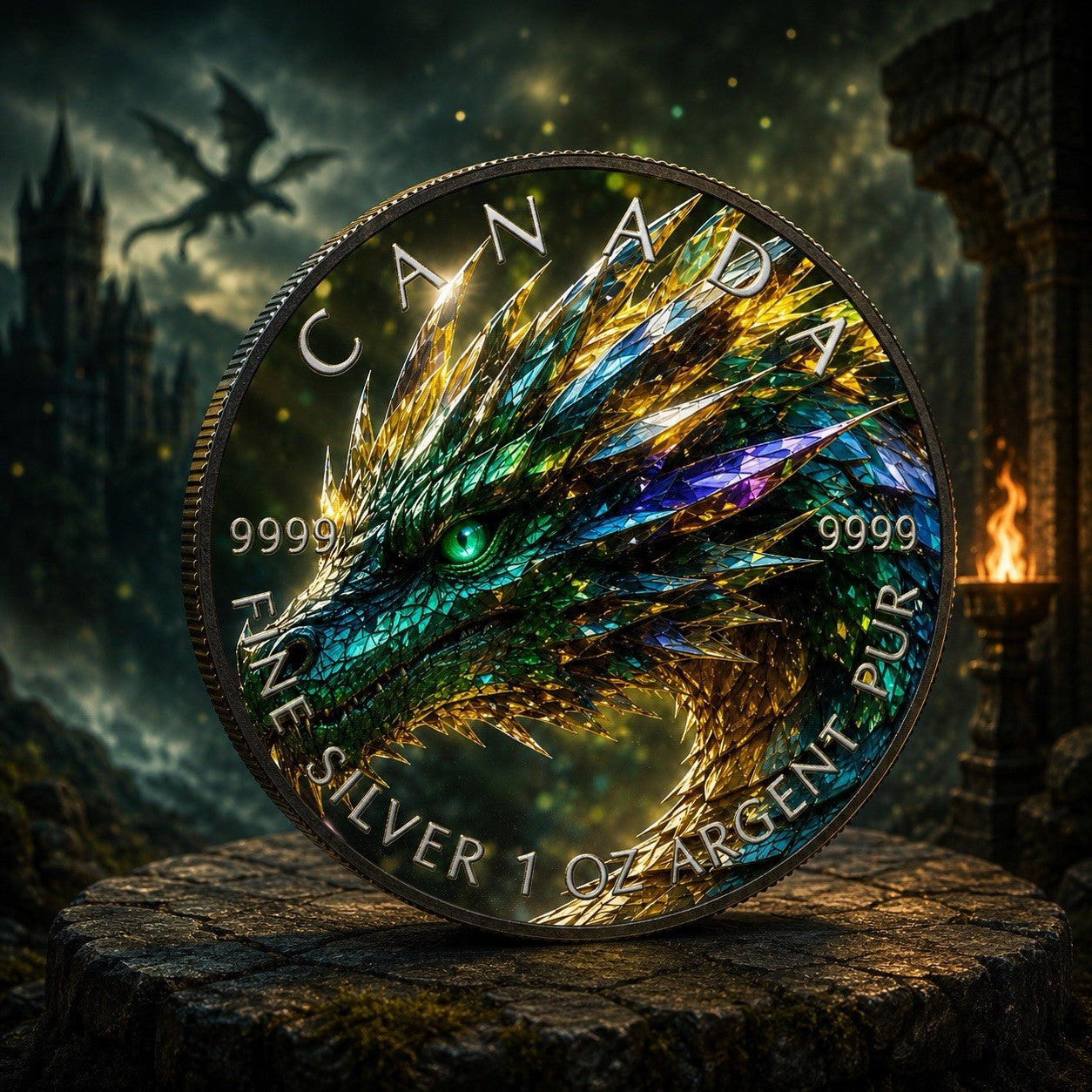 2026 Canada Maple Leaf Emerald Forest Dragon Edition 1oz Silver Coin