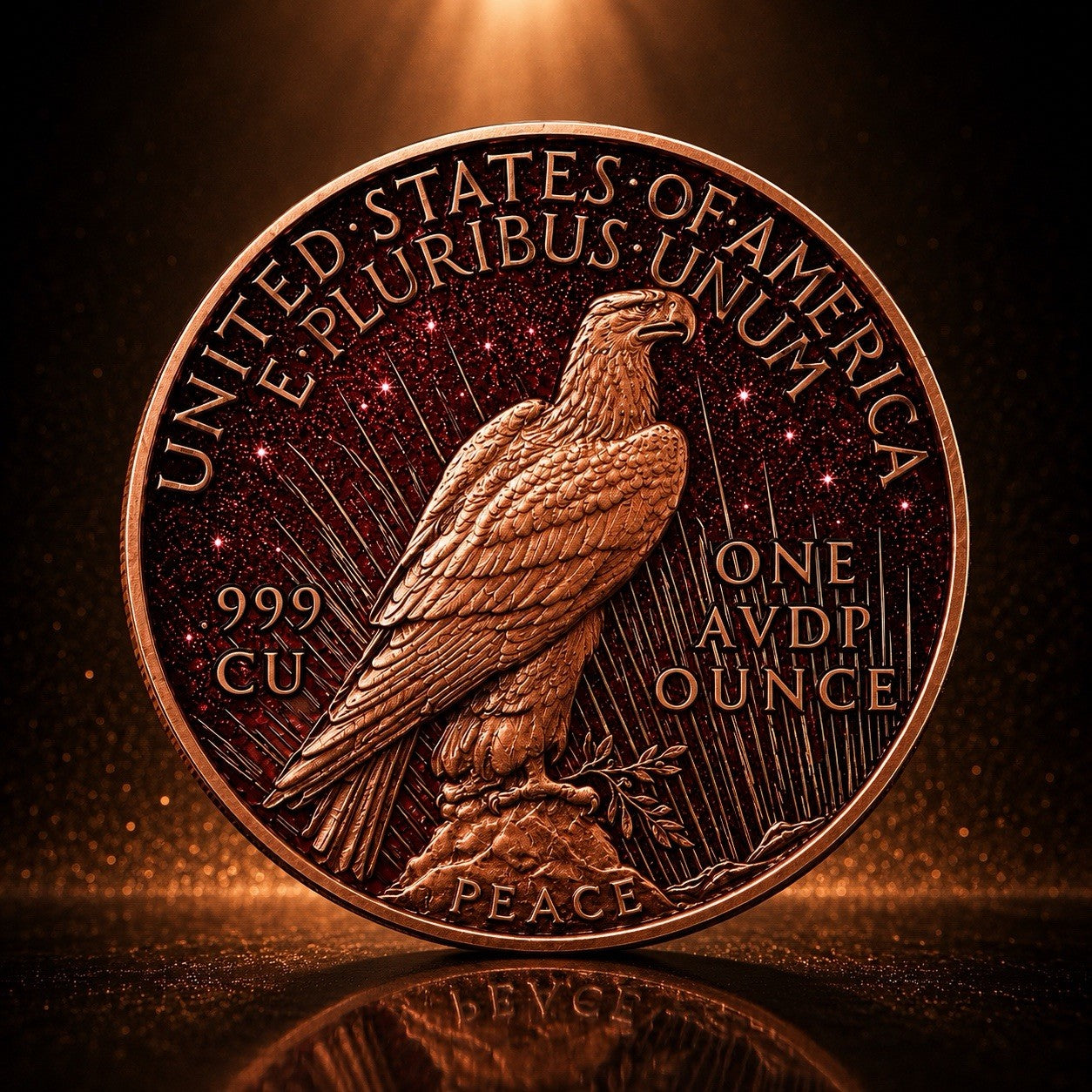 Peace Dollar Dual Sided Diamond Dust 1 oz Copper Round