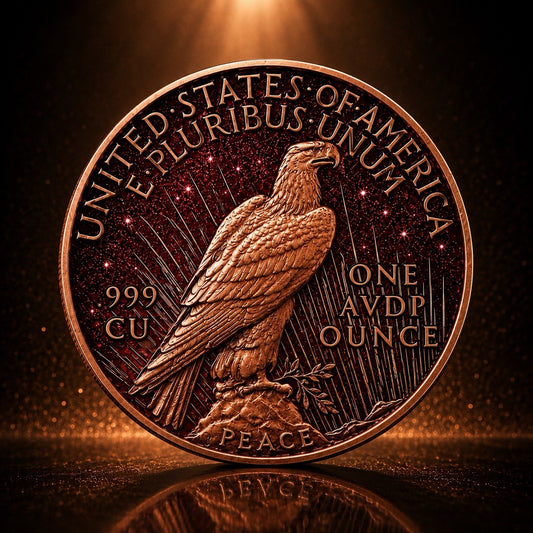 Peace Dollar Dual Sided Diamond Dust 1 oz Copper Round
