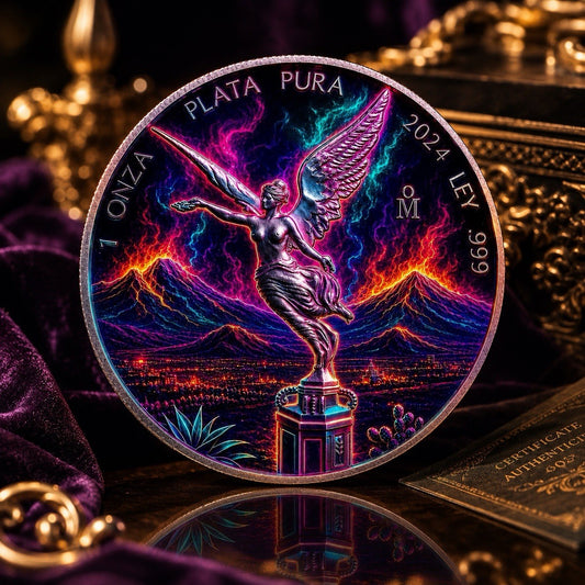 2024 Mexico Libertad Neon Flames Edition 1 oz Silver Coin