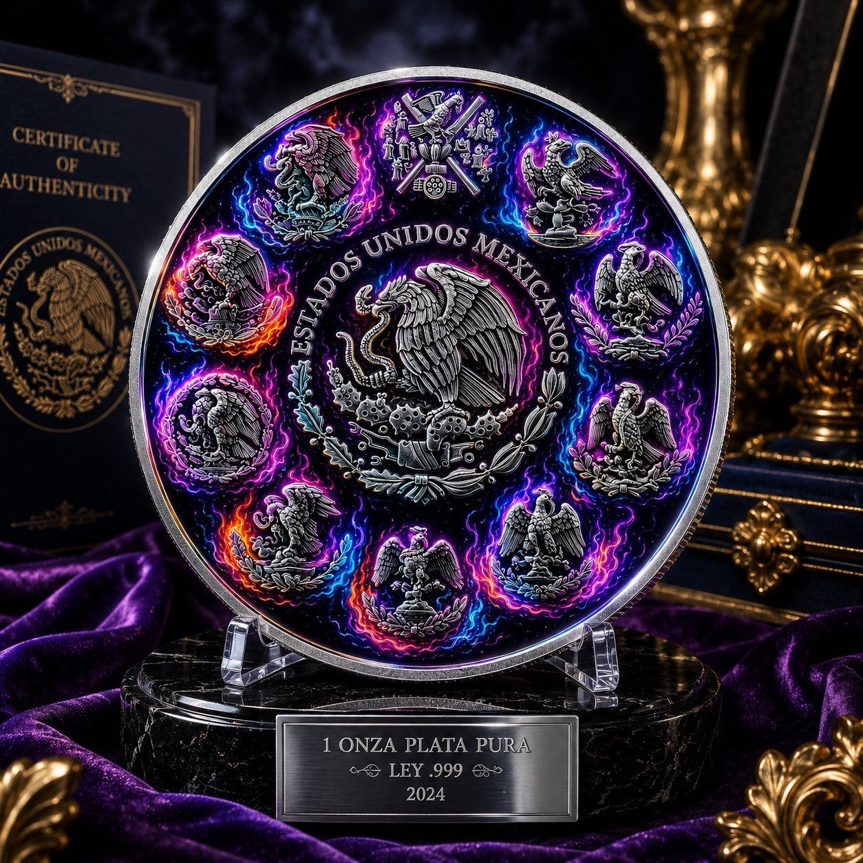 2024 Mexico Libertad Neon Flames Edition 1 oz Silver Coin