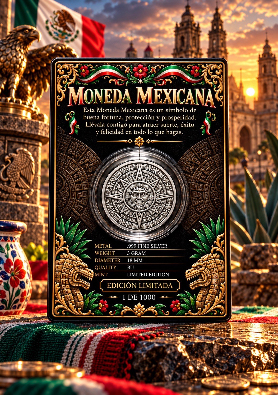 2026 Moneda Mexicana 3g .999 Silver Round In Card