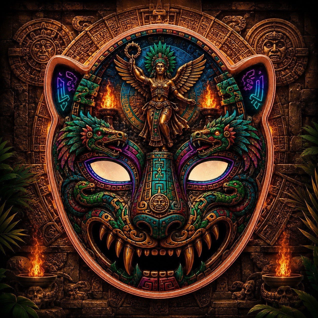 Aztec Libertad Mask Shaped 3 oz Copper Medal