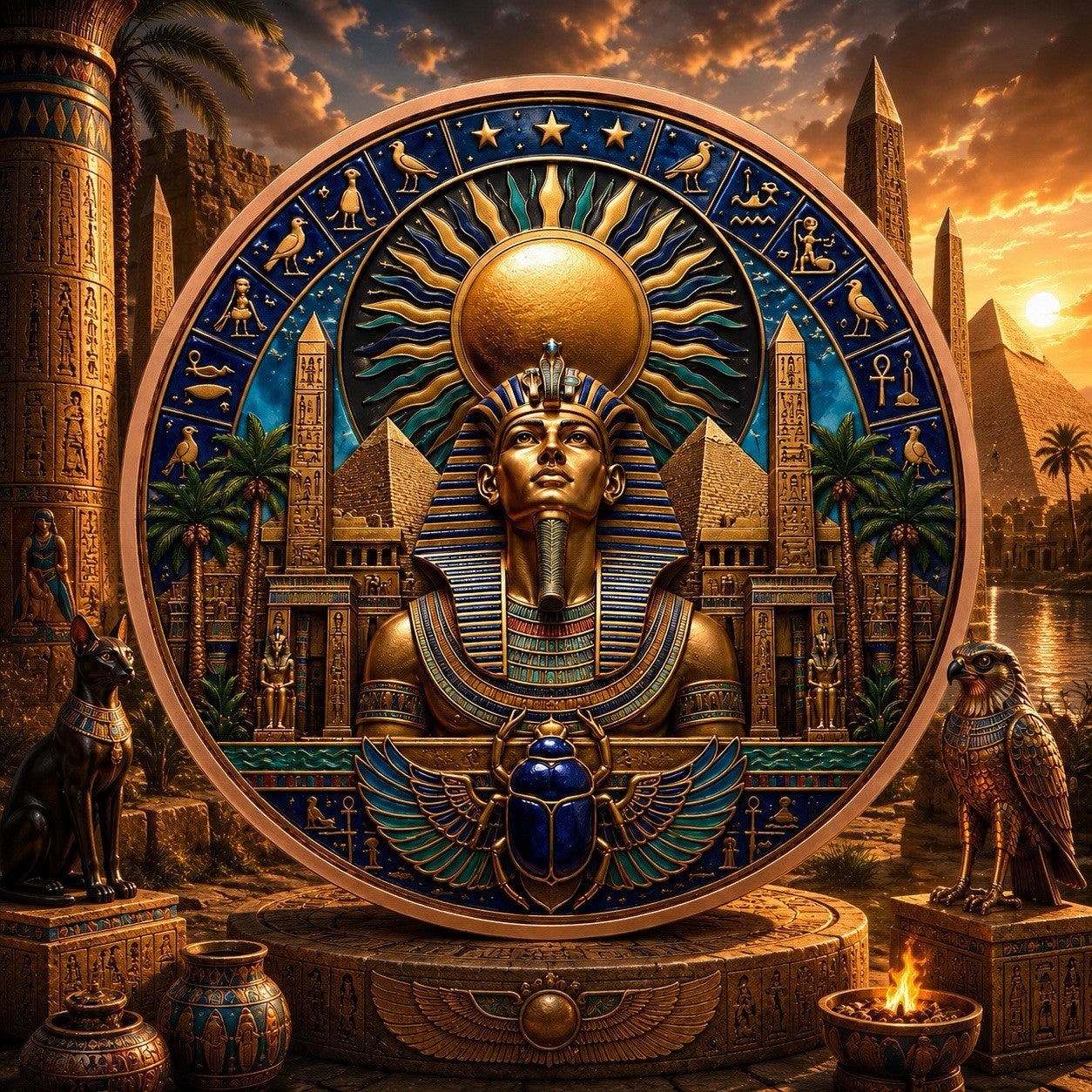 2026 The Egyptian Legacy: Throne of Ra 5oz UHR 3D Copper Round