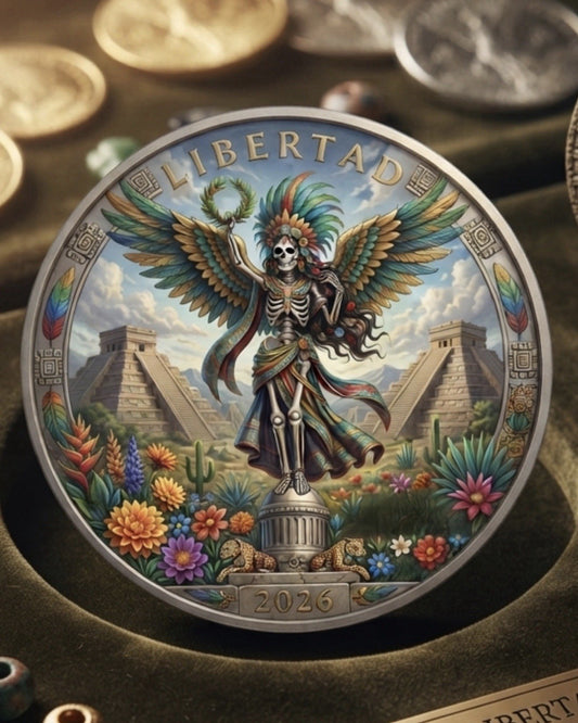 2026 Libertad Dia De Los Muertos Colorized 1 oz Silver Medal in Box