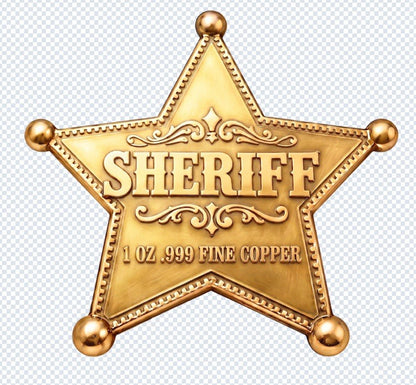 3 Junior Sheriff Badge Shaped 1 oz Copper Medal