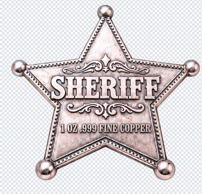 3 Junior Sheriff Badge Shaped 1 oz Copper Medal
