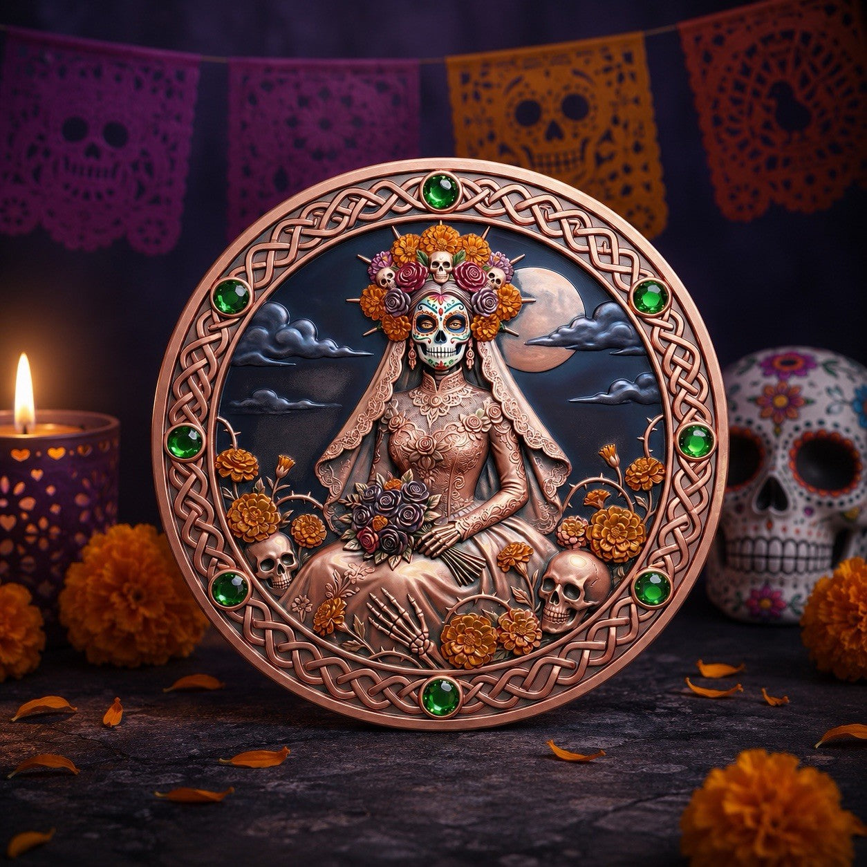 2026 Memento Mori Series Skull Bride 1oz Copper Coin Día de Los Muertos